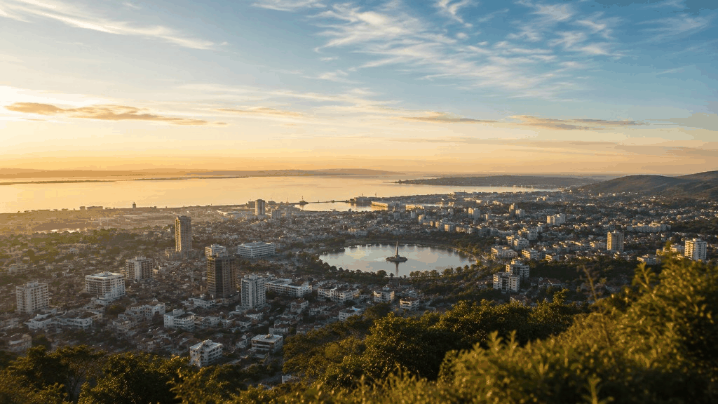 Fijery an-tanety ny tanàn-dehibe Antananarivo amin'ny filentehan'ny masoandro
